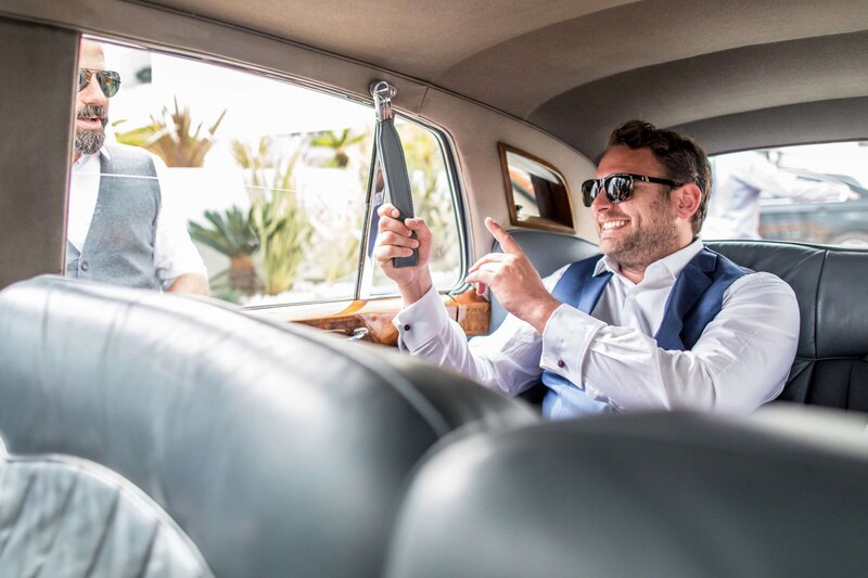 groom in a car