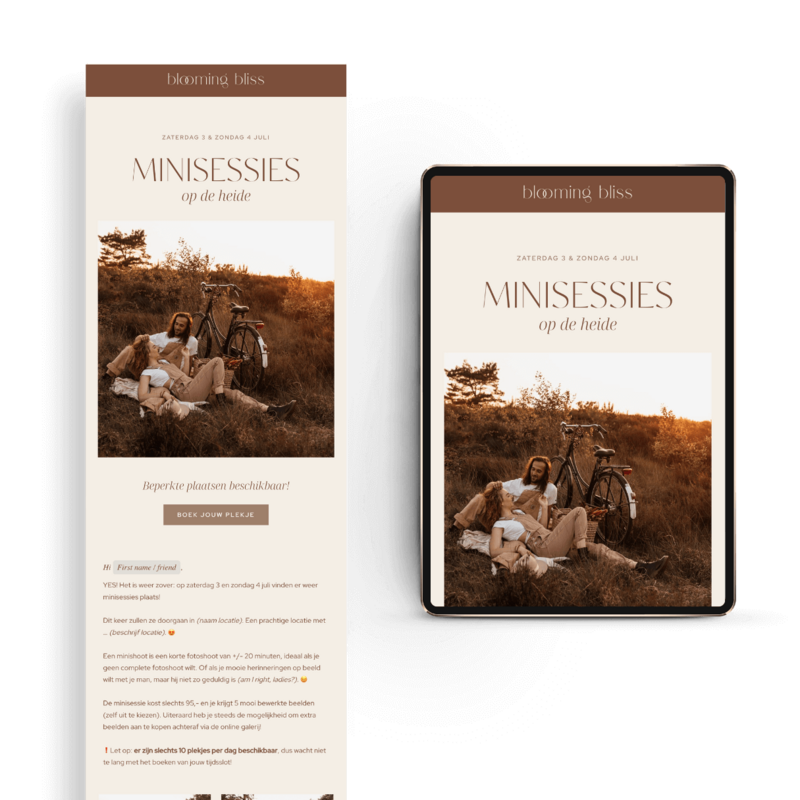 Minisessies email template Flodesk