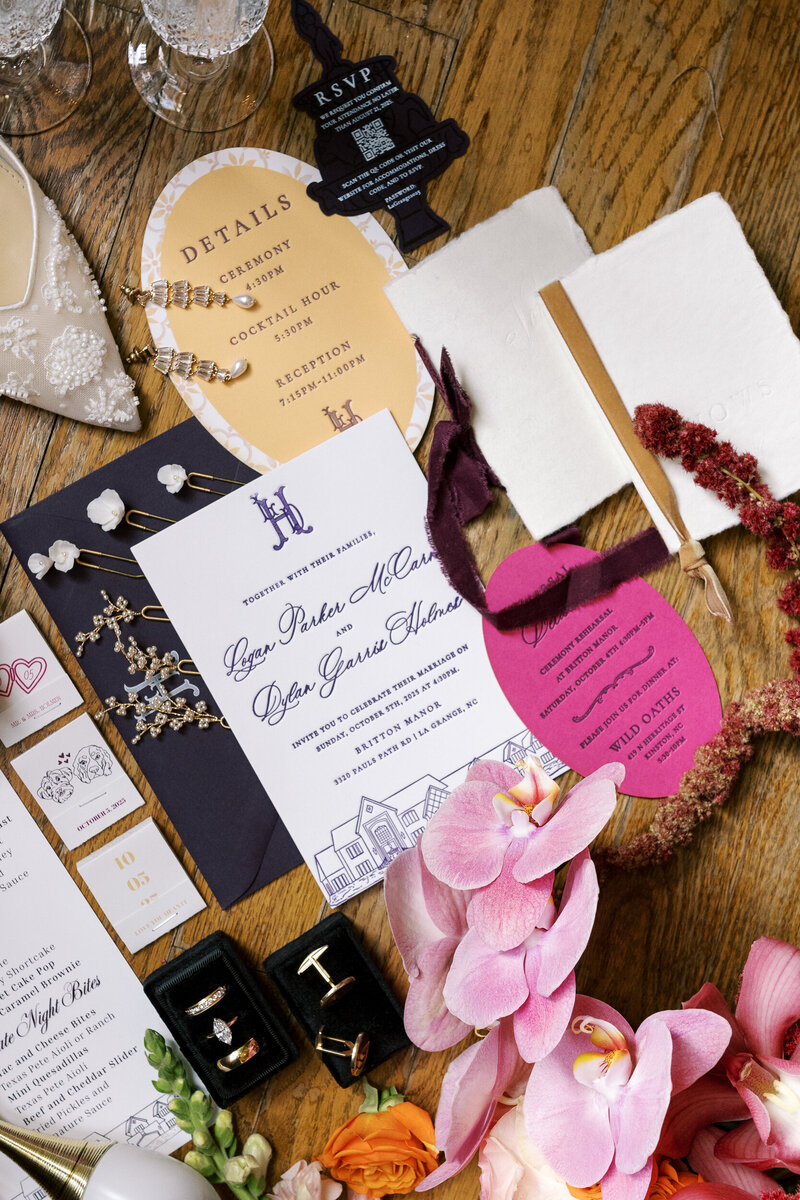 Pixels and Wood Creative 2025_Britton Manor_Kinsey Ann Photography_Invitation Suite_North Carolina Wedding_Letterpress--5