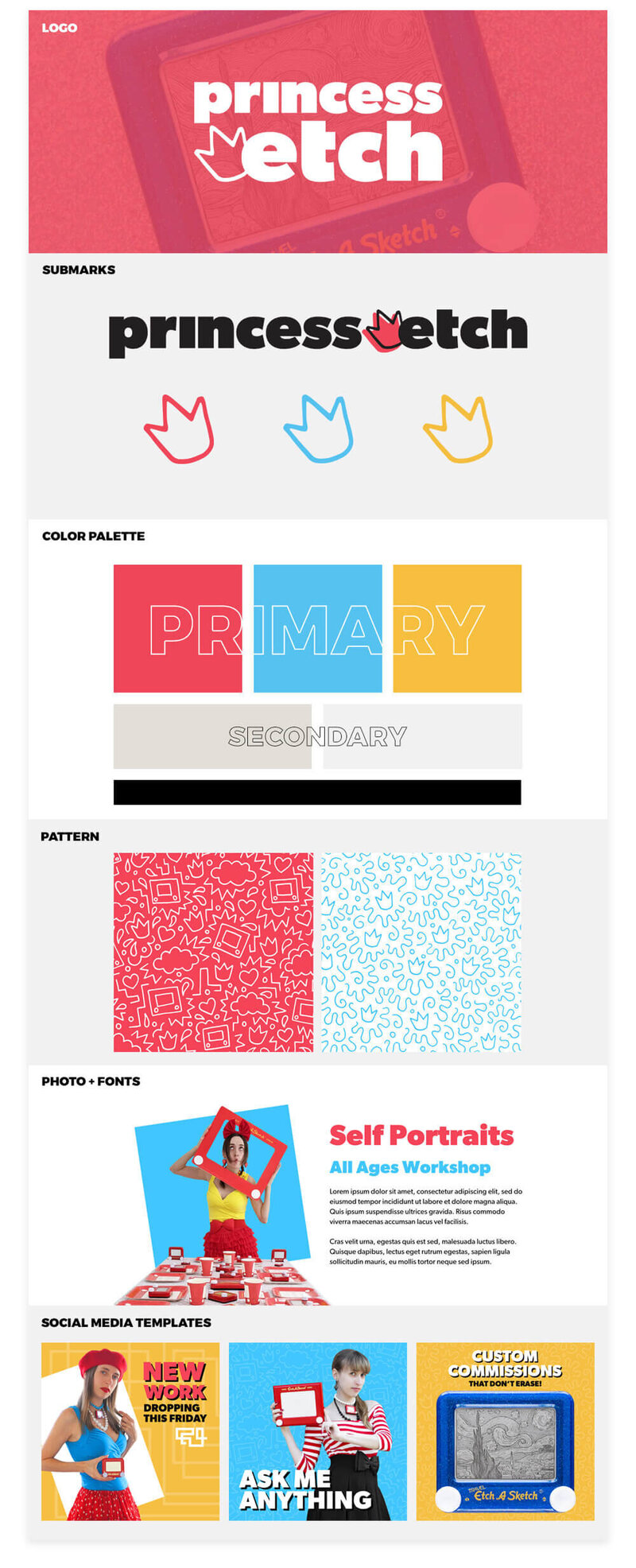Princess Etch Branding Design Board - Including Custom Logo Design, Custom Iconography, Color Palette, And Social Media Templates