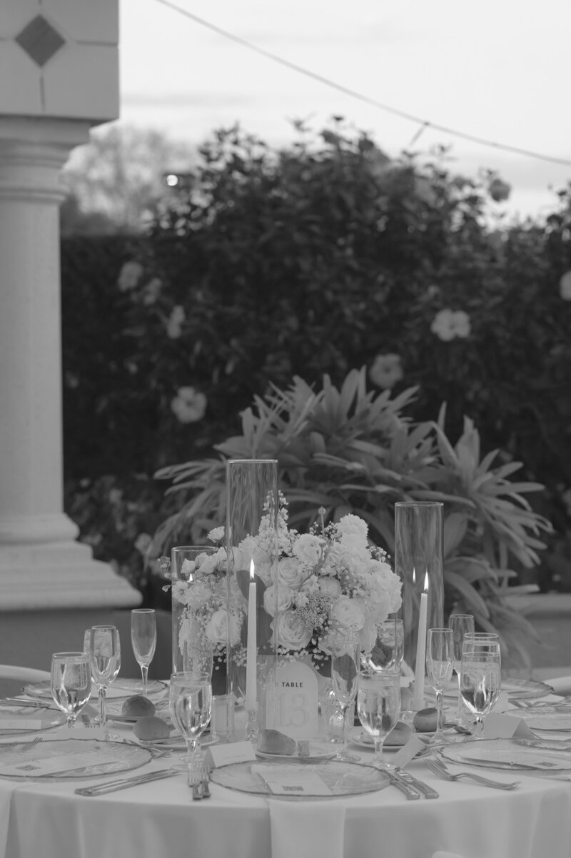 Wedding tablescape with flowers and candles