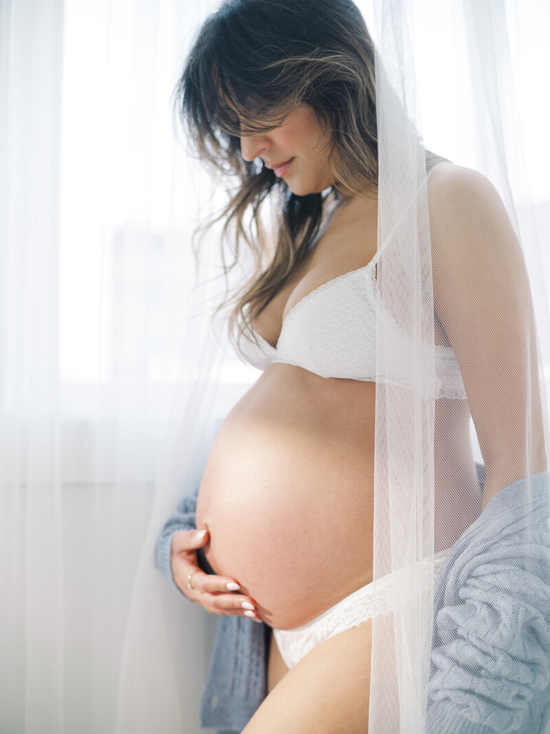 Seattle Maternity Boudoir in the studio with Mellissa. Shot on film.