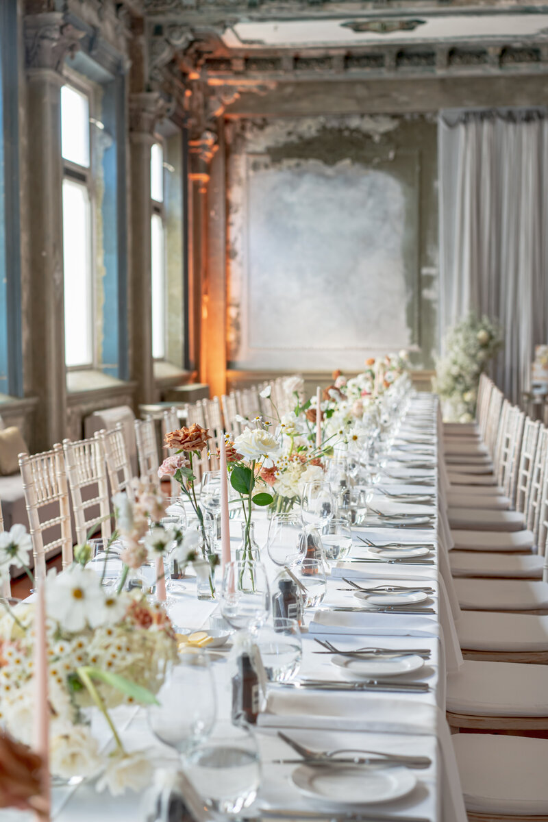 Wedding centrepieces at The George Ballroom