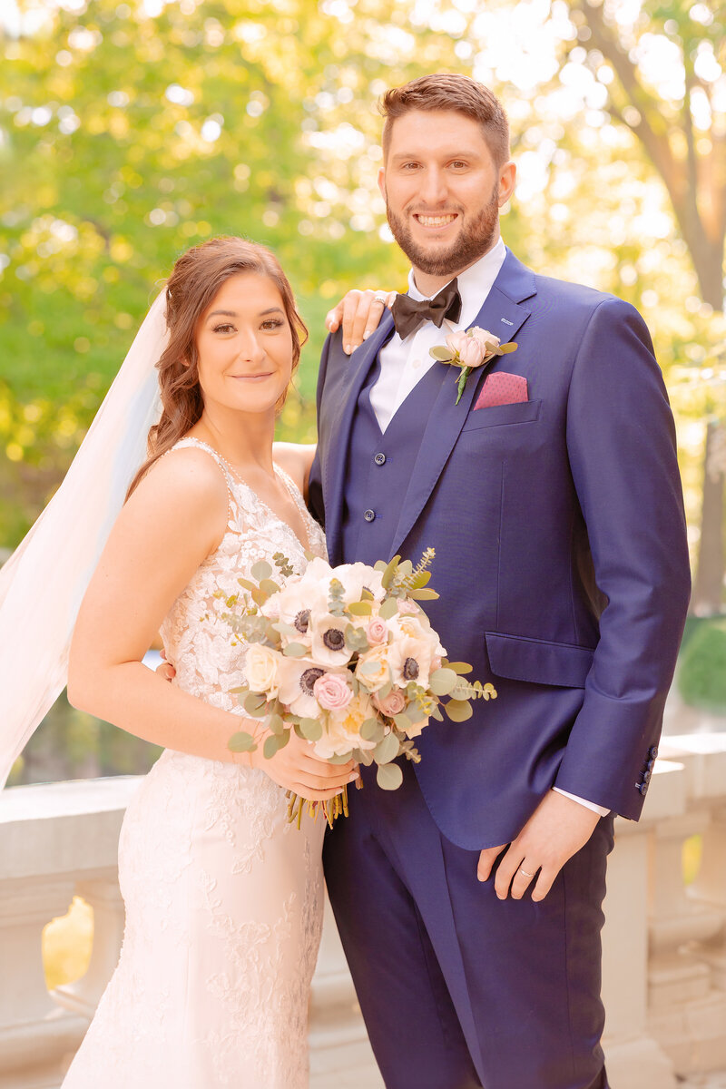 A sweet moment between a bride and groom for a carriage house wedding with Gramercy Mansion Wedding Photographer