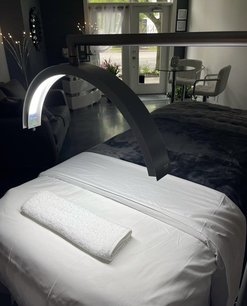 a table set up for a facial treatment