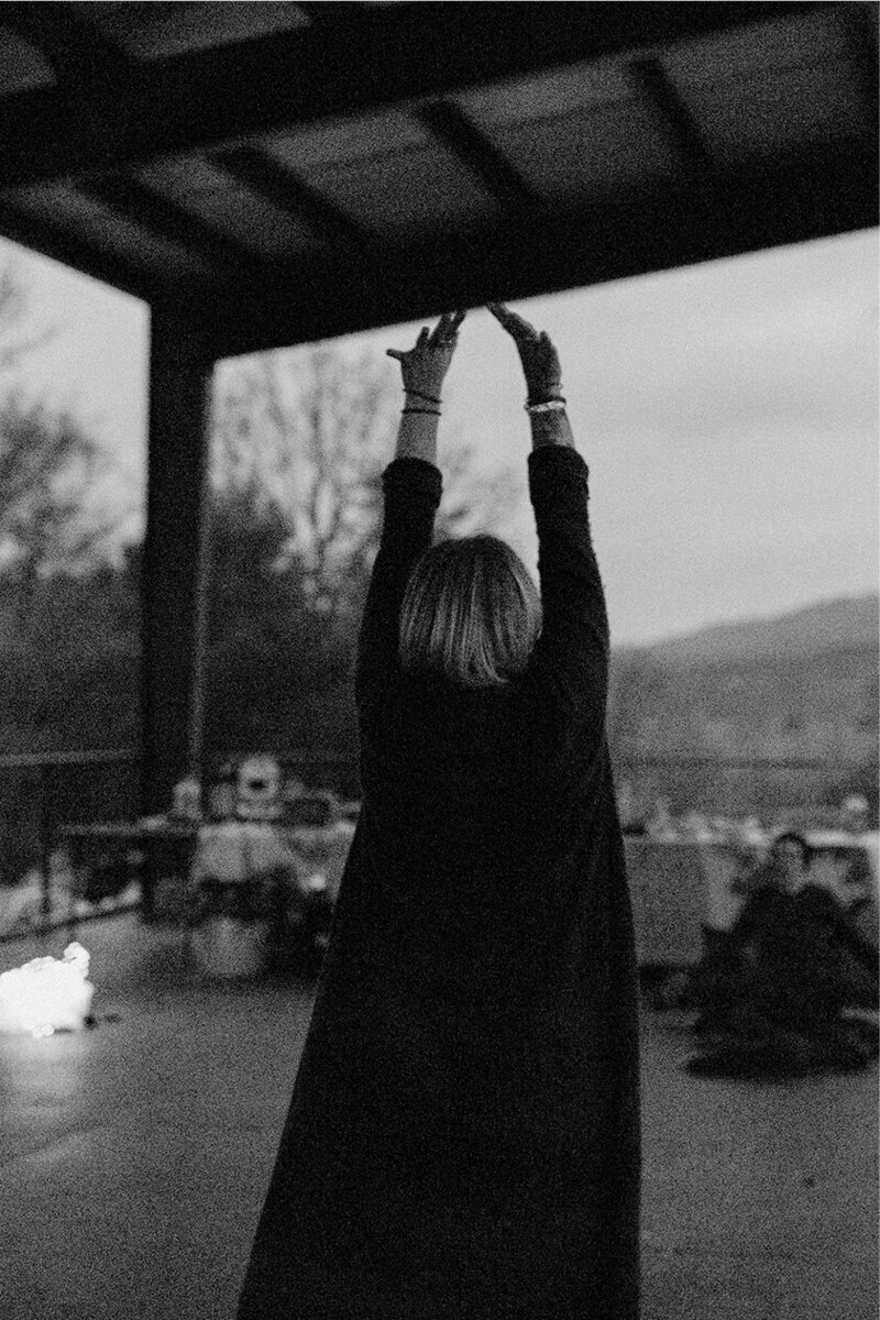 woman doing yoga at retreat