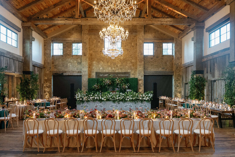 Pink wedding reception on rooftop venue in downtown Austin, Texas