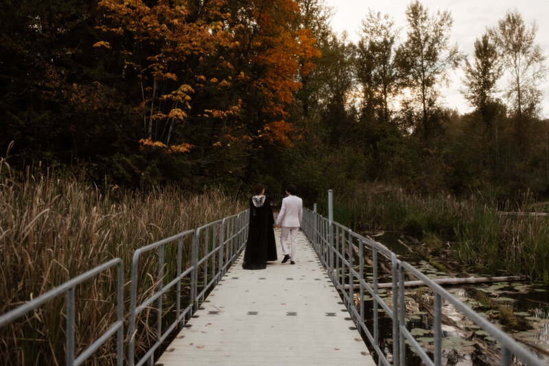 Wedding couple laughing at Hazel Creek Farms