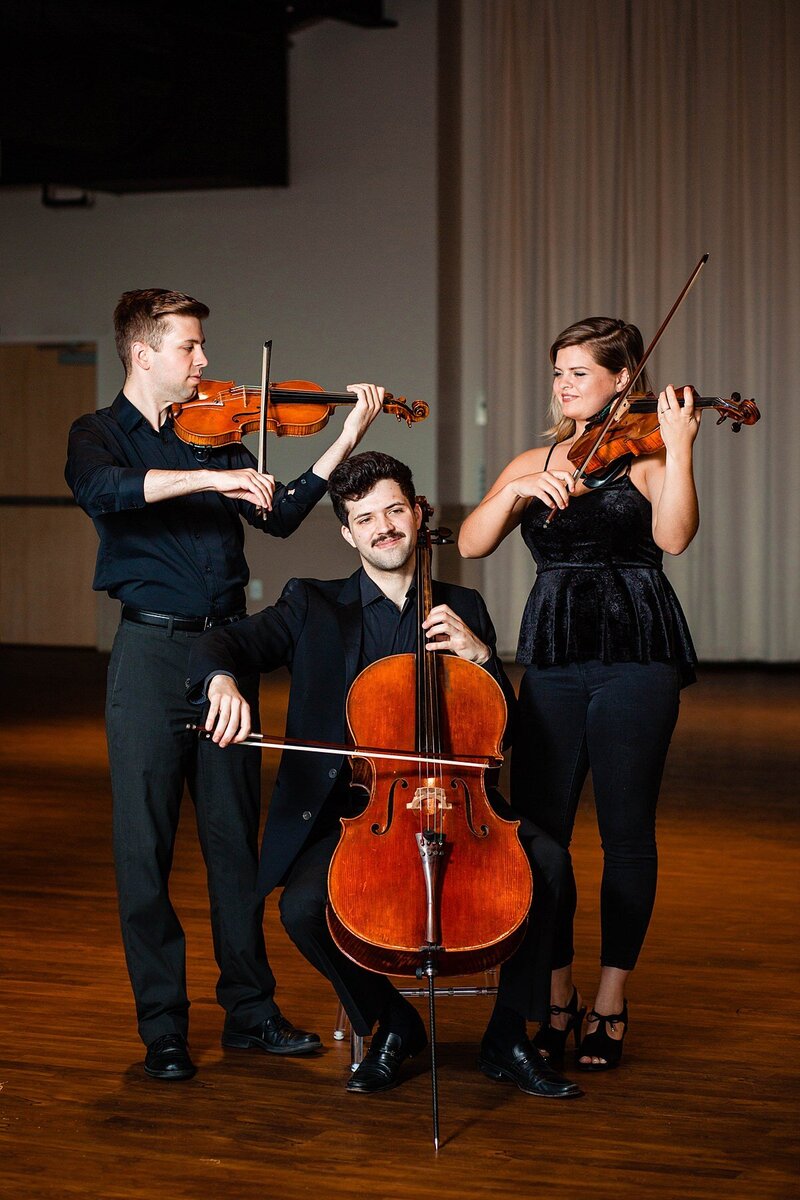 3 Piece string quartet playing in a ballroom