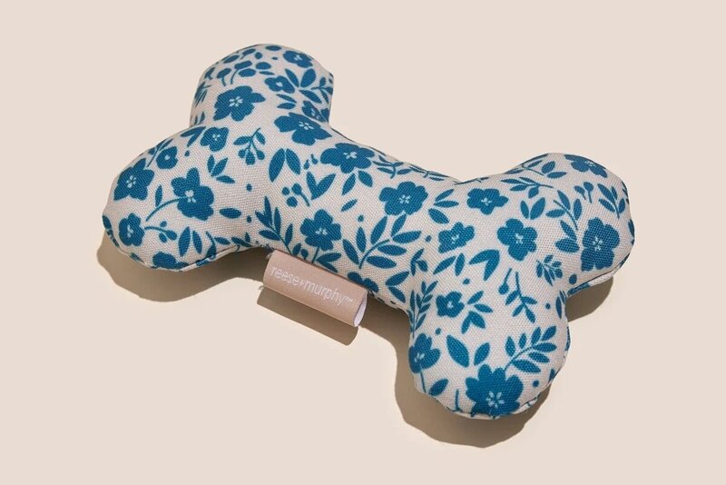 Floral blue dog bone toy