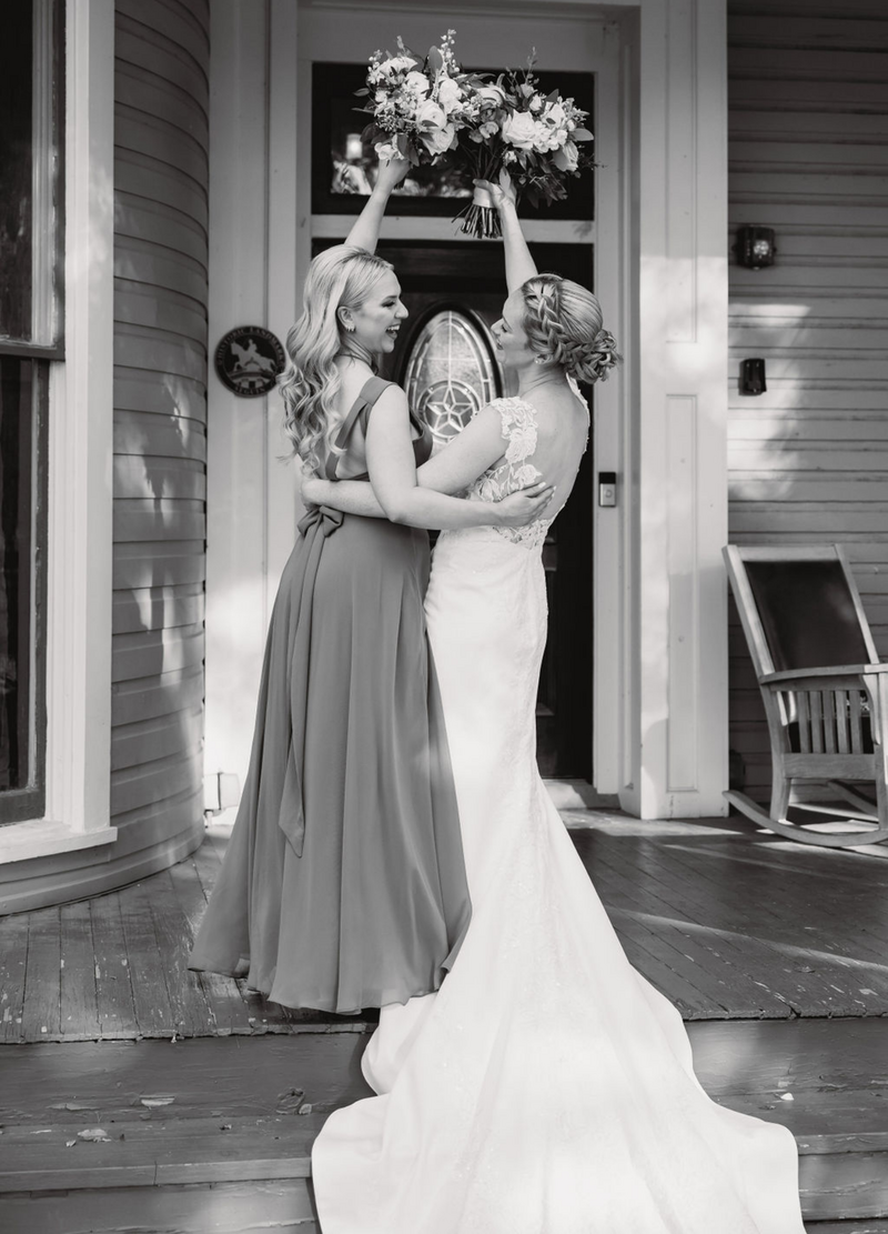 Bride Celebrating with Maid of Honor