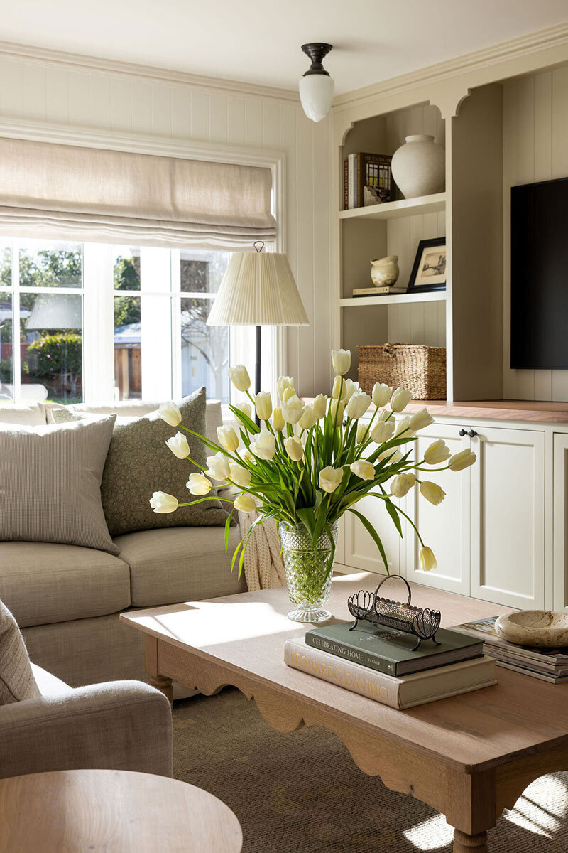 Furnishing and styling of a California home with warm tones and historic details

