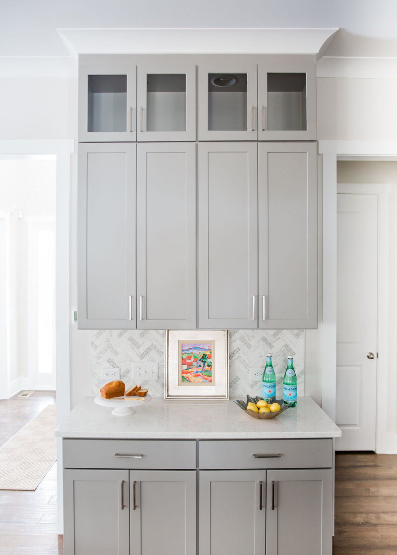 Grey kitchen cabinet styling