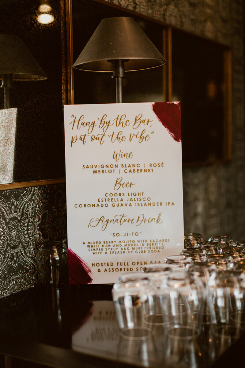 pirouettepaper.com | Wedding Stationery, Signage and Invitations | Pirouette Paper Company | Bar Signs and Bar Menus | Watercolor Signature Drinks 46