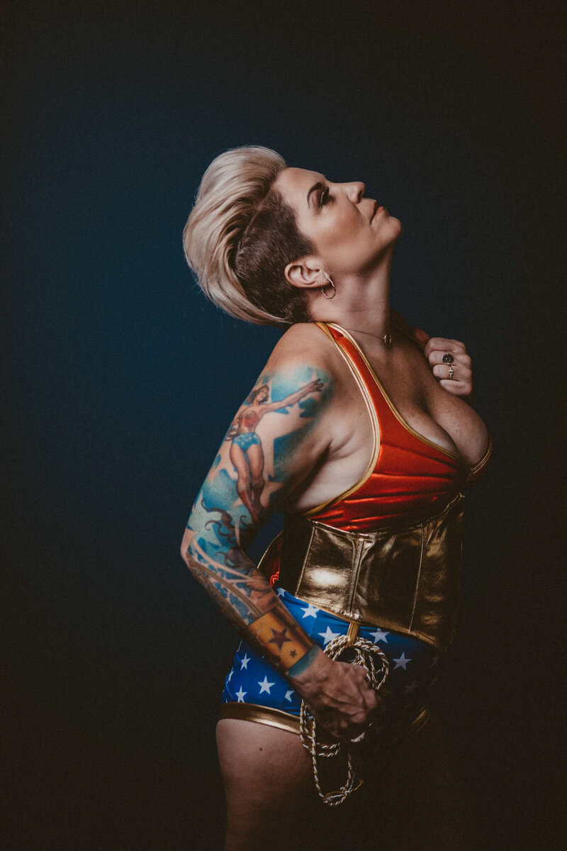 woman looking up