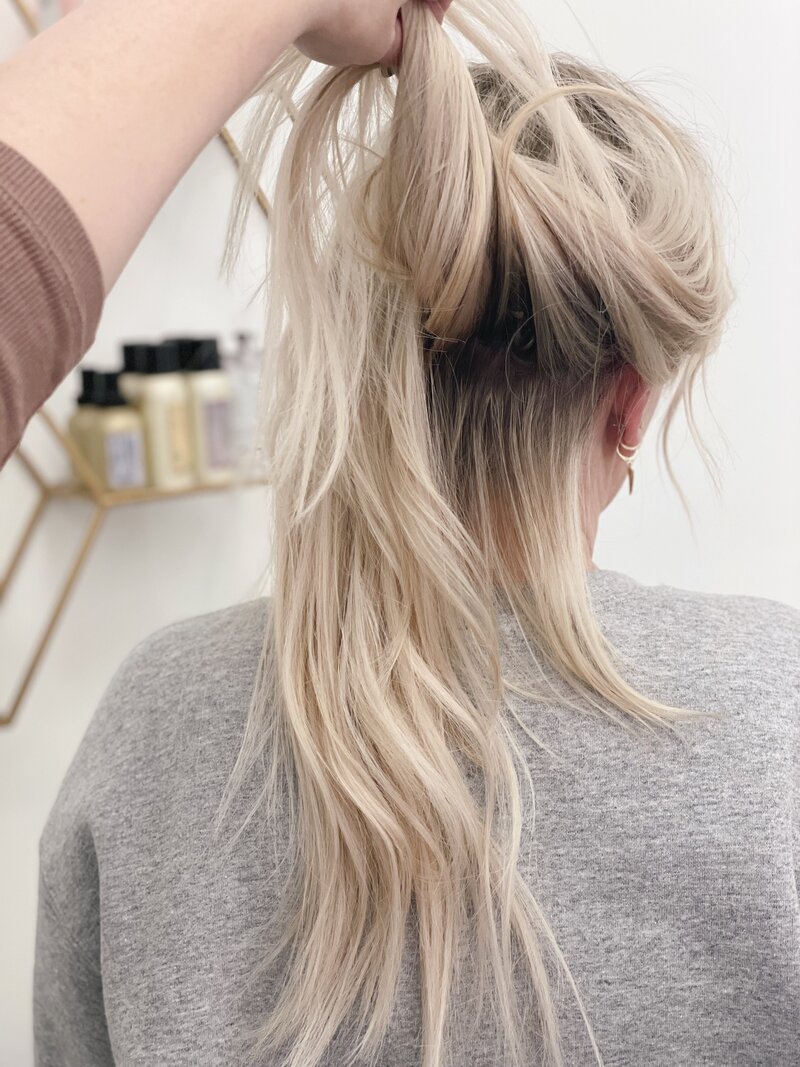 Before and after of the best blonde hair extensions in Madison, MS