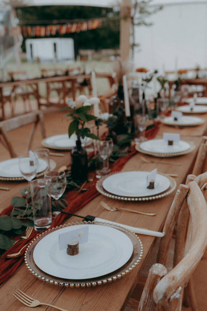 A tipi wedding setup for the wedding breakfast at Cambridgeshire farm wedding