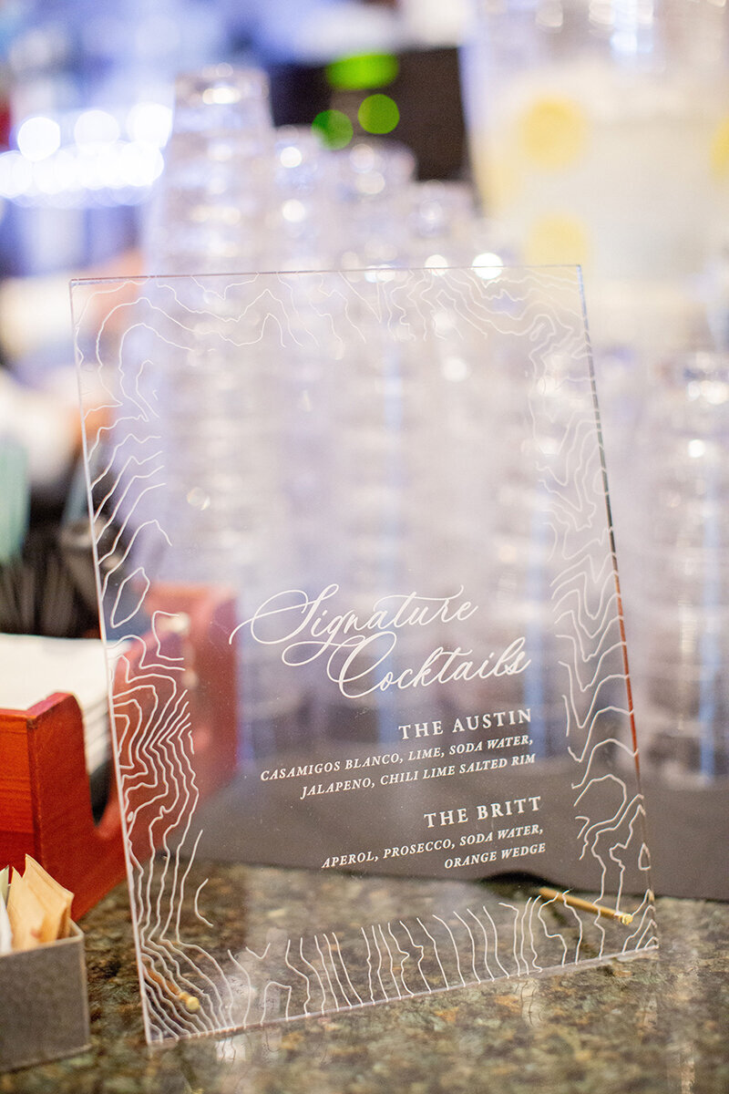 Modern Acrylic Bar Sign with topo map