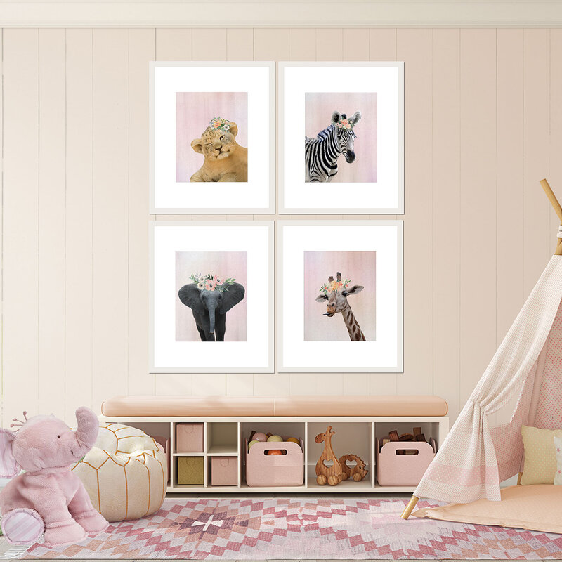 watercolor-Boho-Safari-Girl-Playroom-print-set