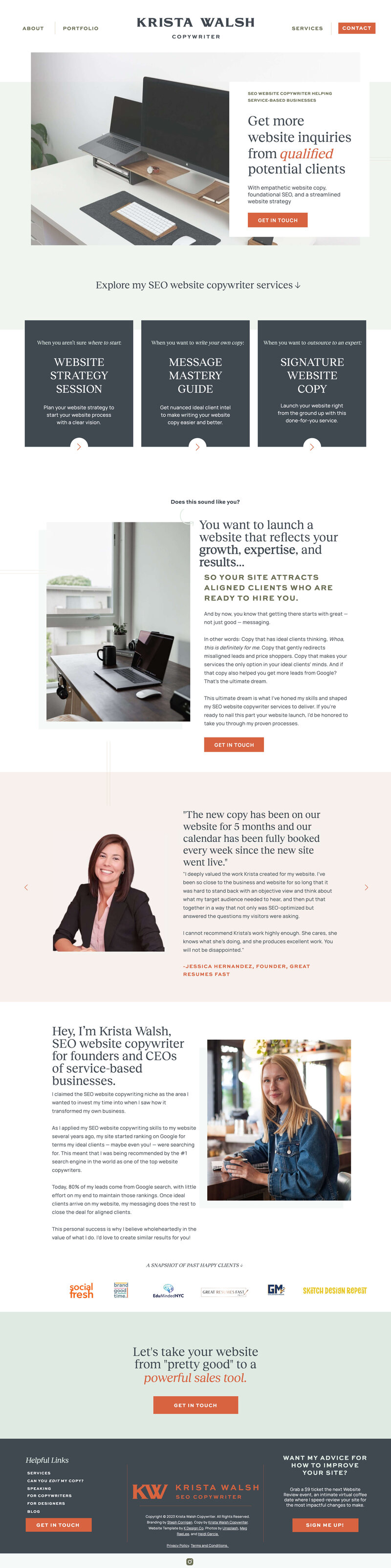 kimberly showit website template for coaches