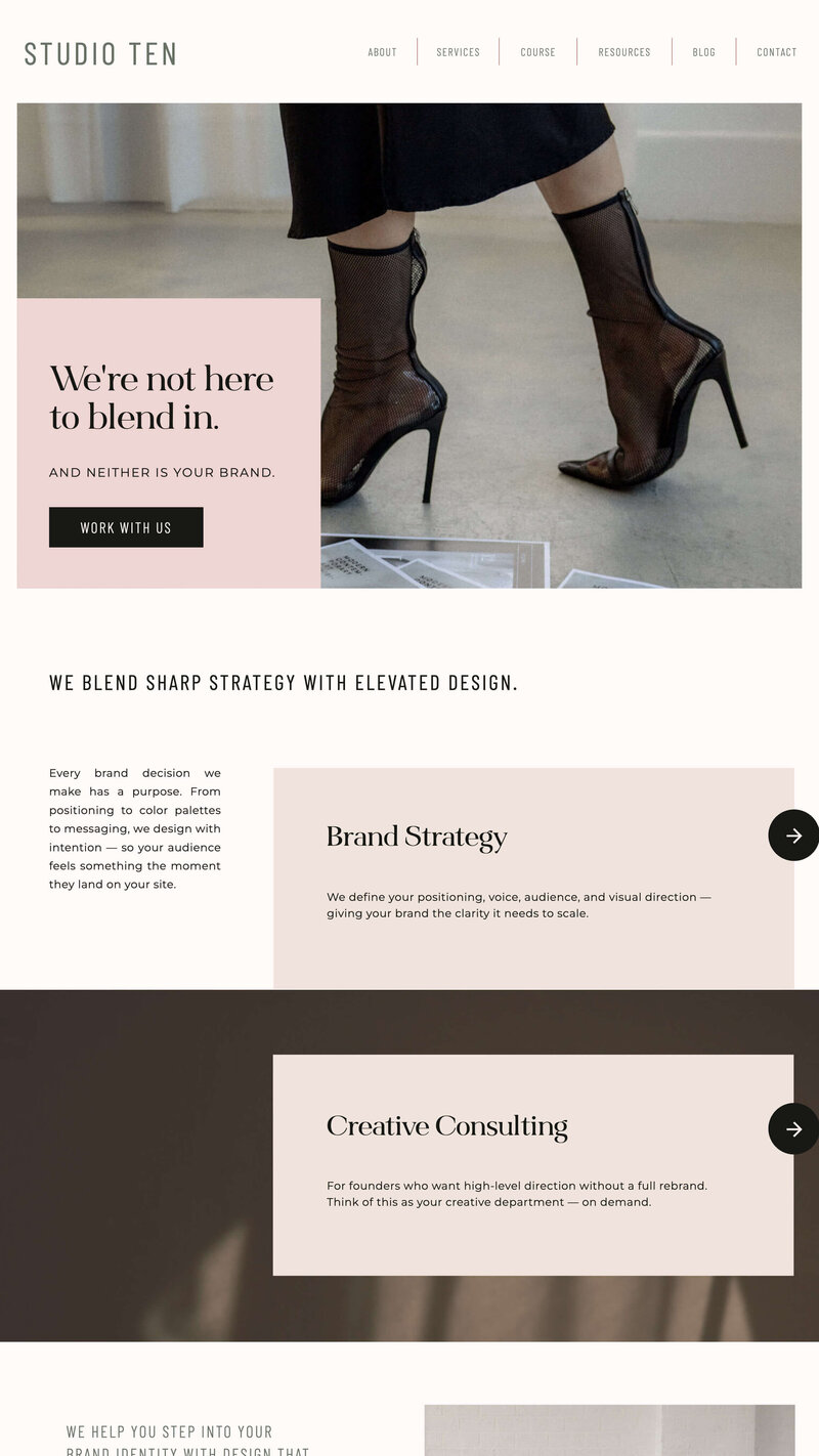 kimberly showit website template homepage design for coachhes and course creators