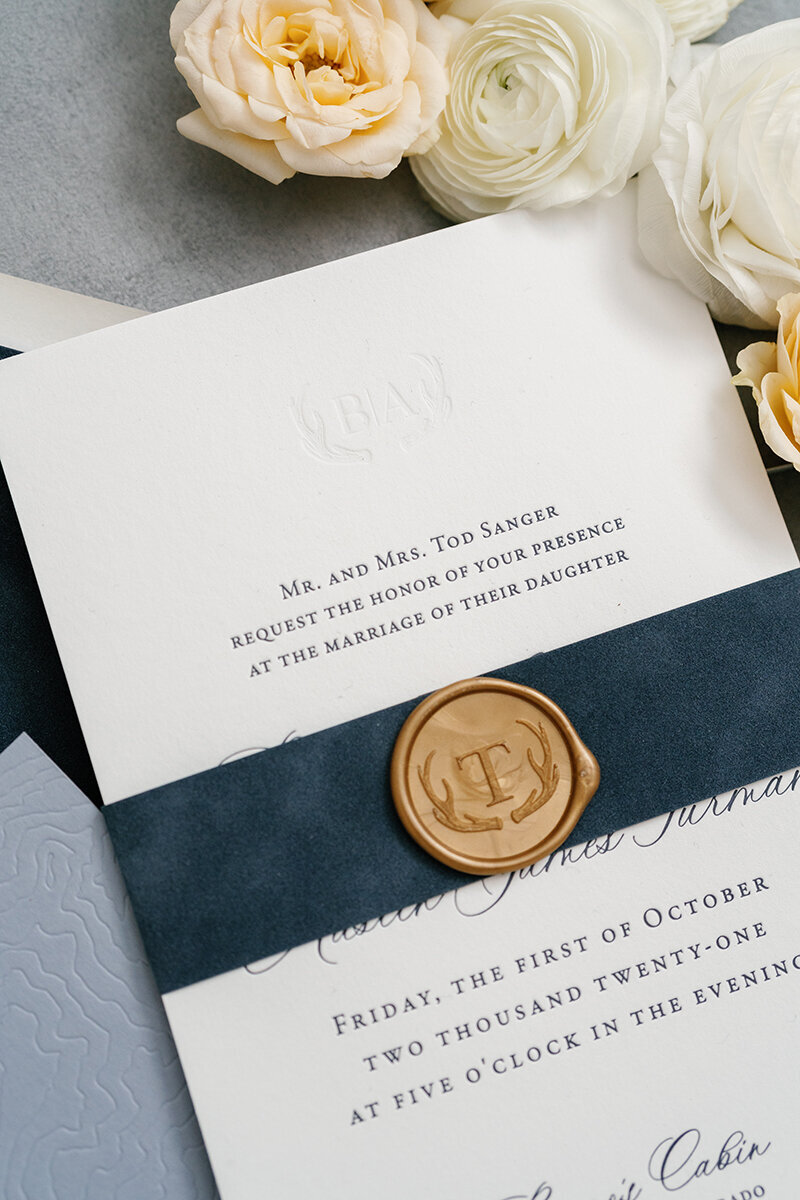 Velvet band wedding invitation