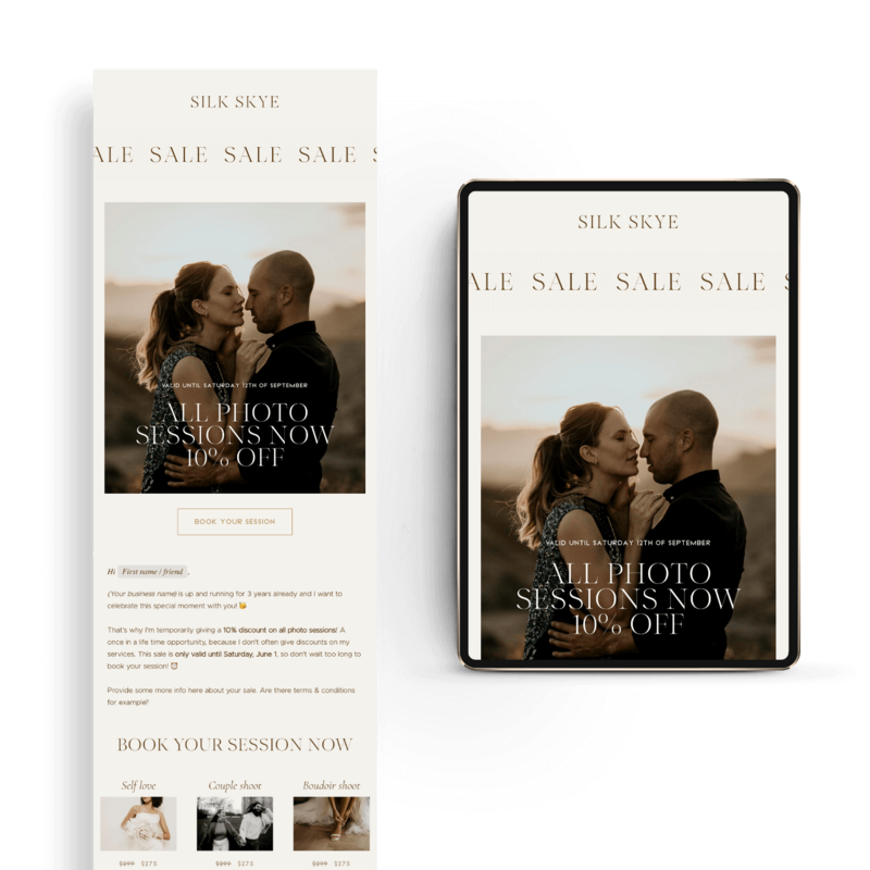 Sale Flodesk email template voor fotografen