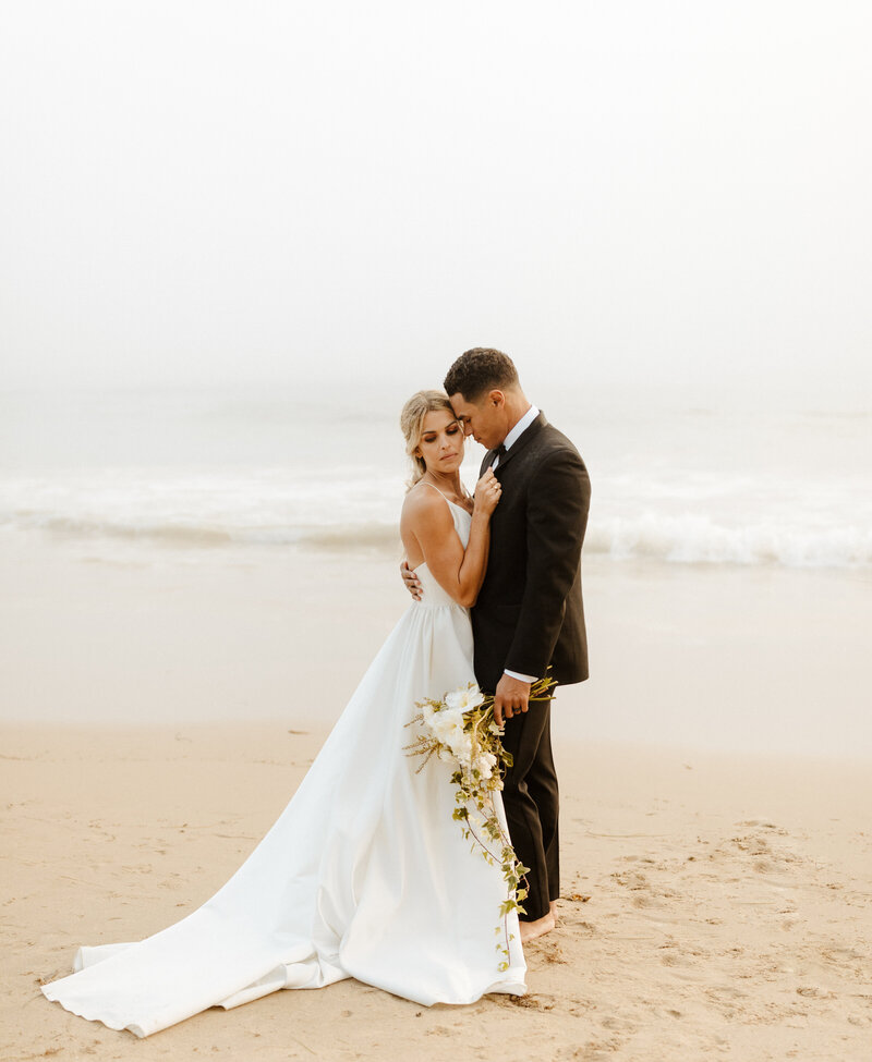 bride and groom at Cannon Beach wedding