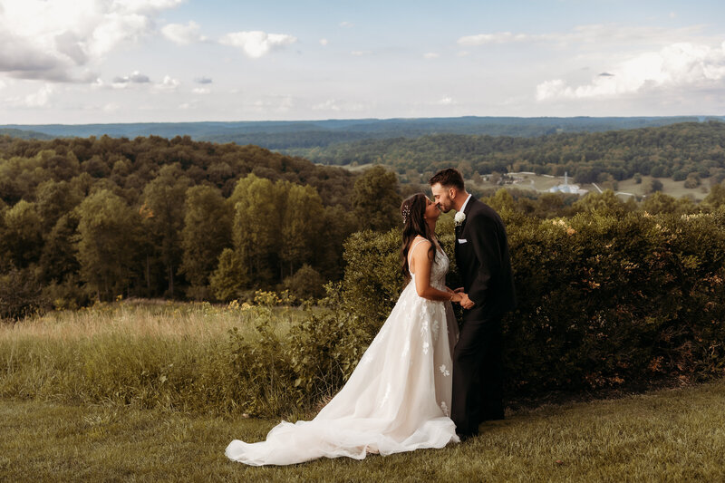 Photo of a bride and groom on their wedding day in French Lick Indiana