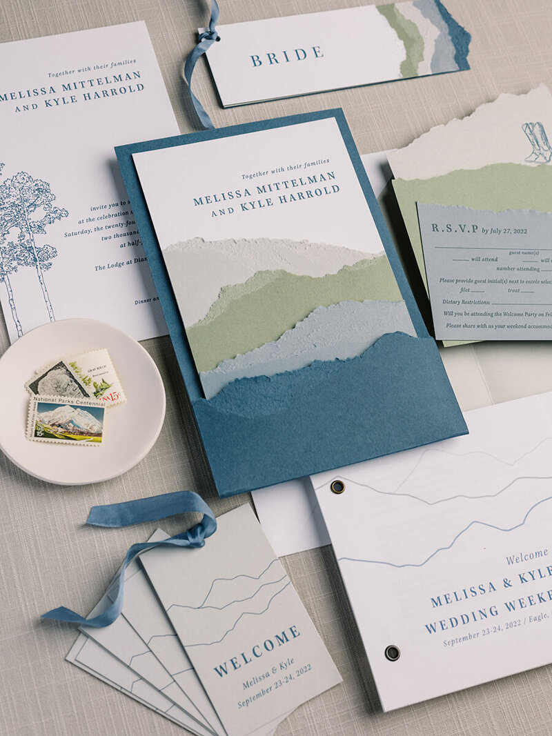 Layered Mountain Wedding Invitation