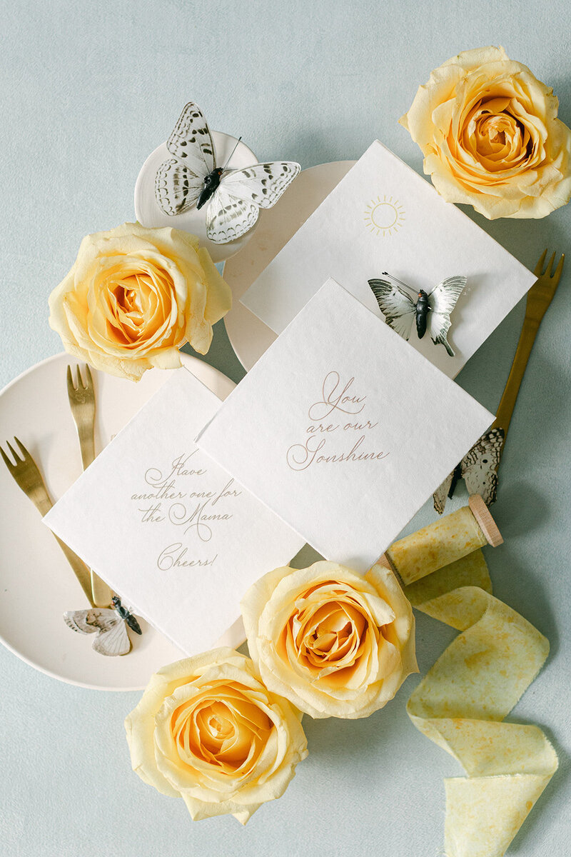 Luxurious blue velvet mat with classic wedding invitation suite and ring dish