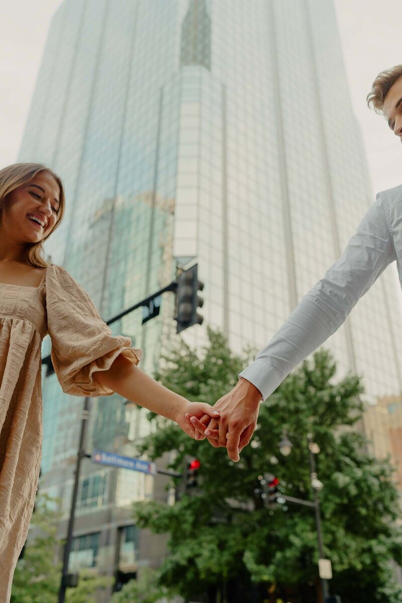 Downtown city engagement photoshoot