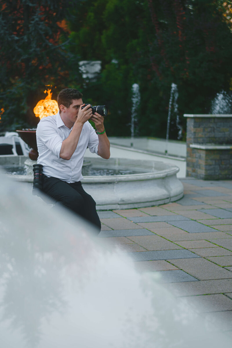 A behind-the-scenes photo of Jacob, a Lehigh Valley-based freelance wedding and commercial videographer.