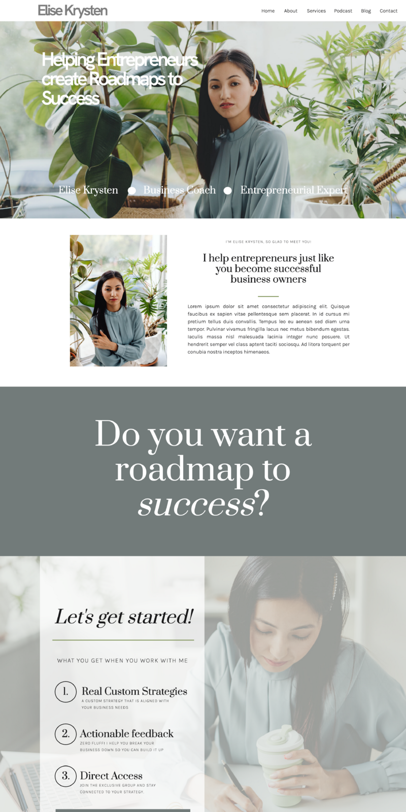 The Elise Template Business Coach Website Template is the perfect website for business coaches, entrepreneur coaches, lifestyle coaches and other service providers. Includes blog pages, and sales pages to showcase all of your services.
