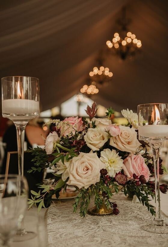 Stemmed glass candle holder 1- Rori Ranch Rentals