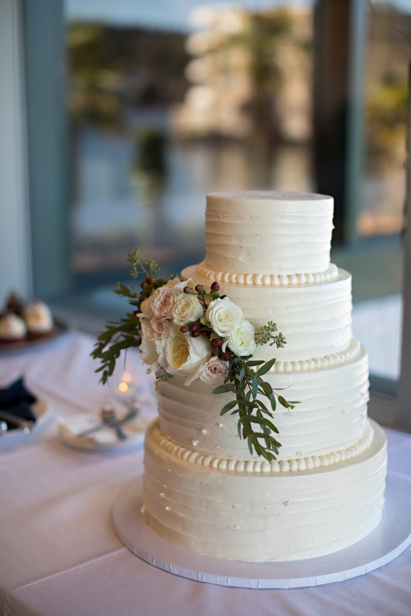 White and floral wedding cake