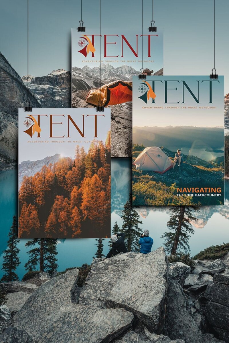 A beautiful image of tent magazines hanging over a mountain lake image.