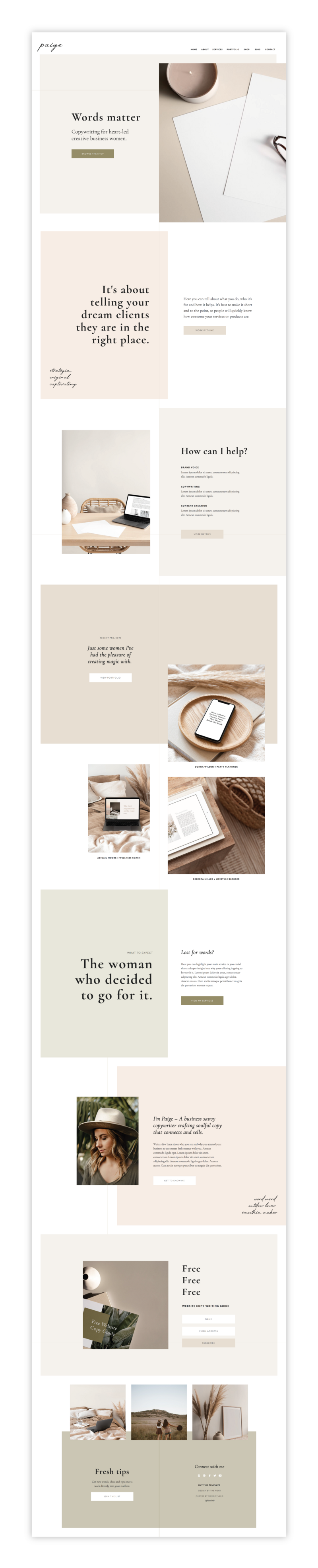 The Roar Showit Web Design Modern Website Template Paige Shop Transparant