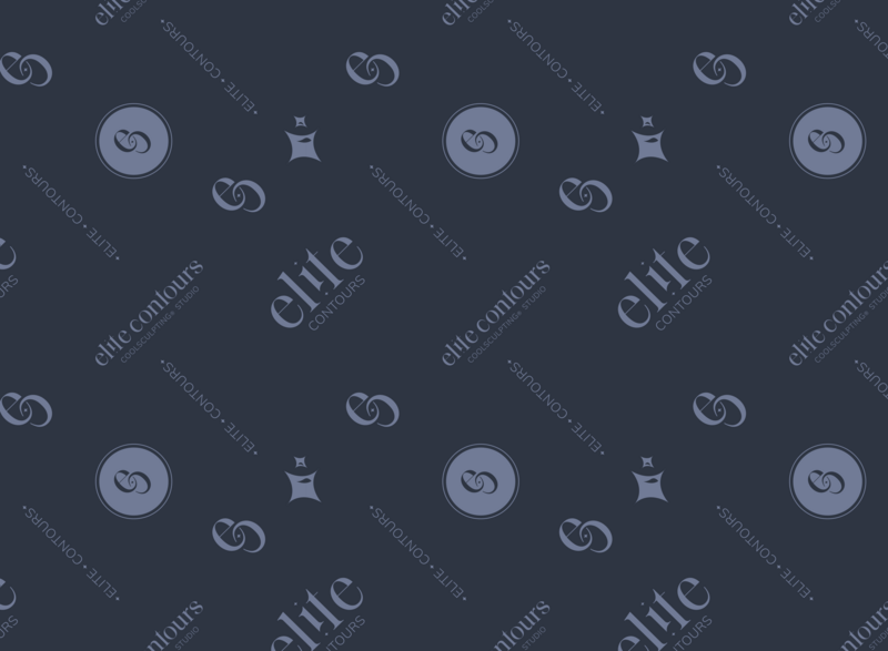 Brand pattern representing targeted fat reduction in Dallas, inspired by CoolSculpting. The design reflects precision, professionalism, and body contouring aesthetics.