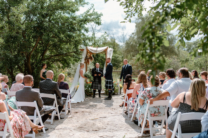 An intimate outdoor wedding ceremony