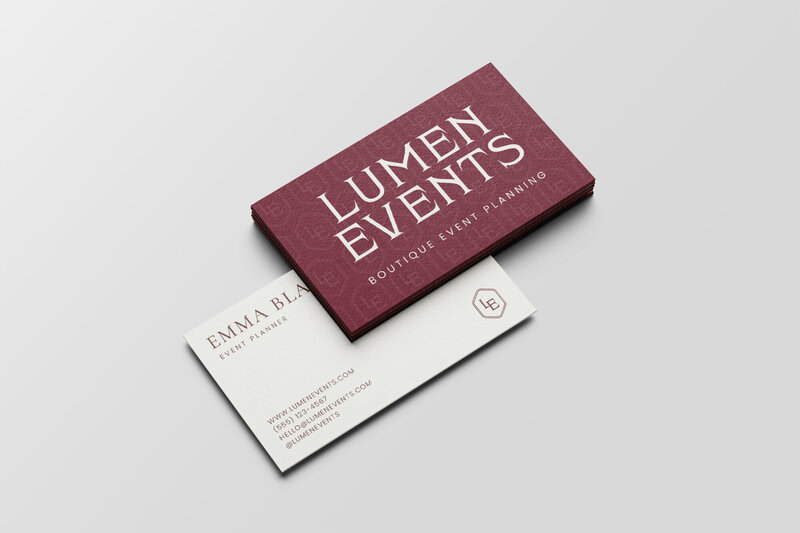Screenshot of Lumen Events branding and custom Showit website by Soltide