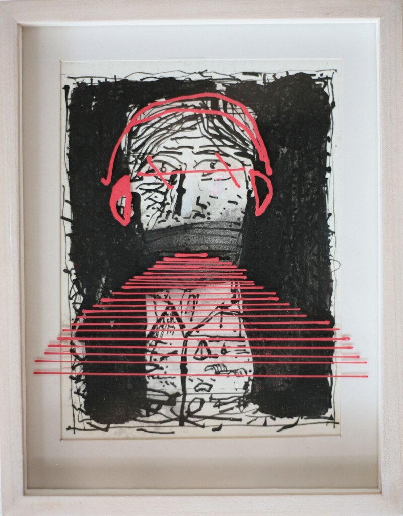 Sad Man Keeps Schtum 2019 - oil on glass & paper - 23 x 18 cm_11zon