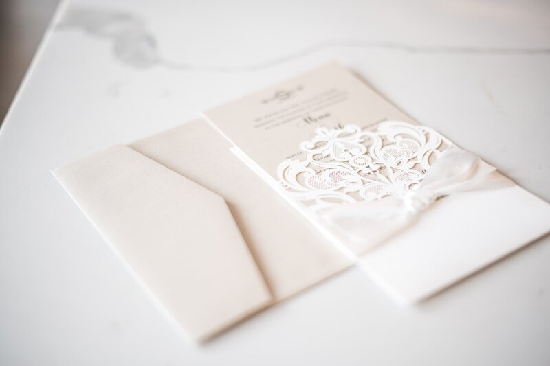 laser cut while wedding invitation