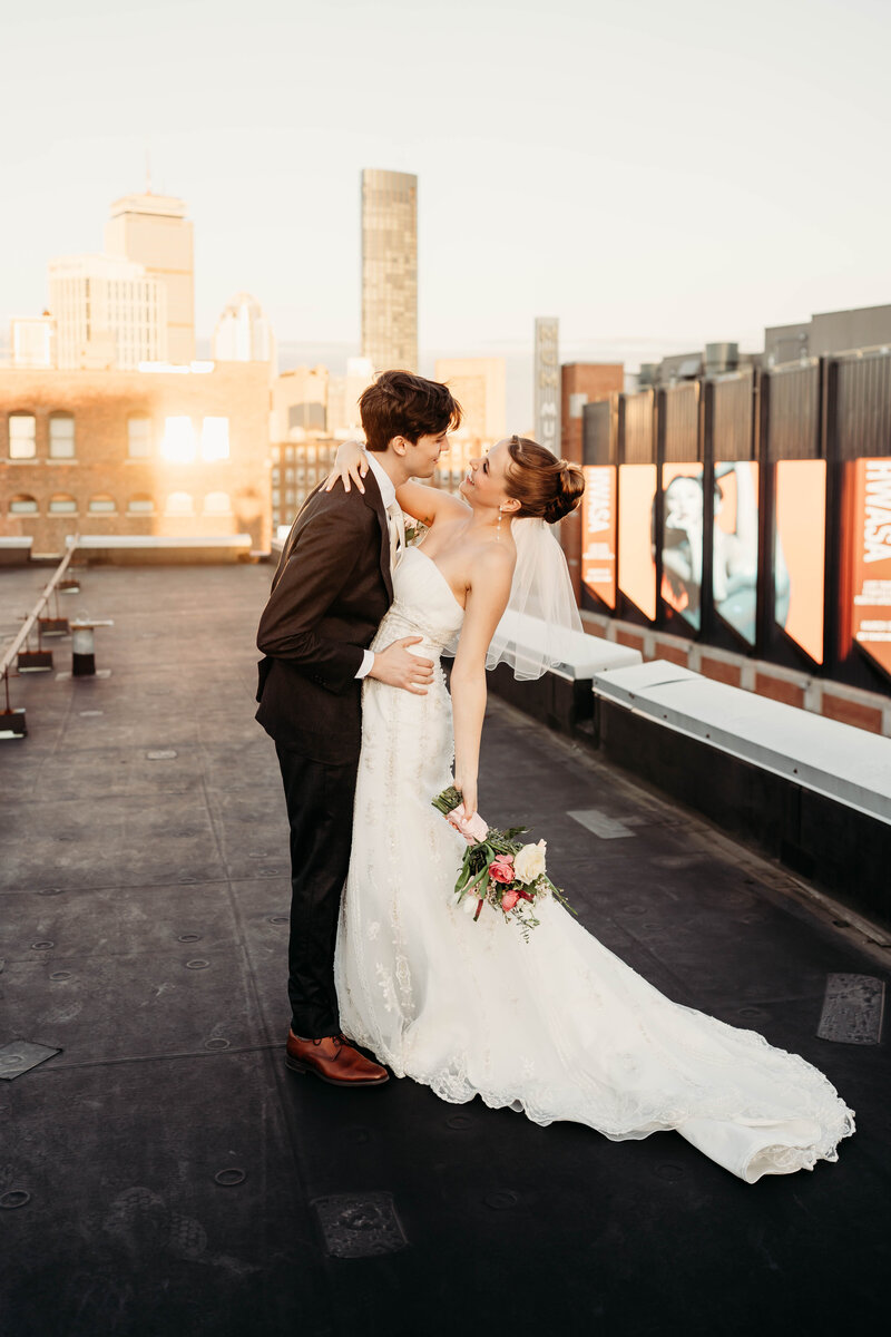 boston rooftop wedding house of blues landsdowne fenway wedding boston bride and groom rooftop bridal photos 