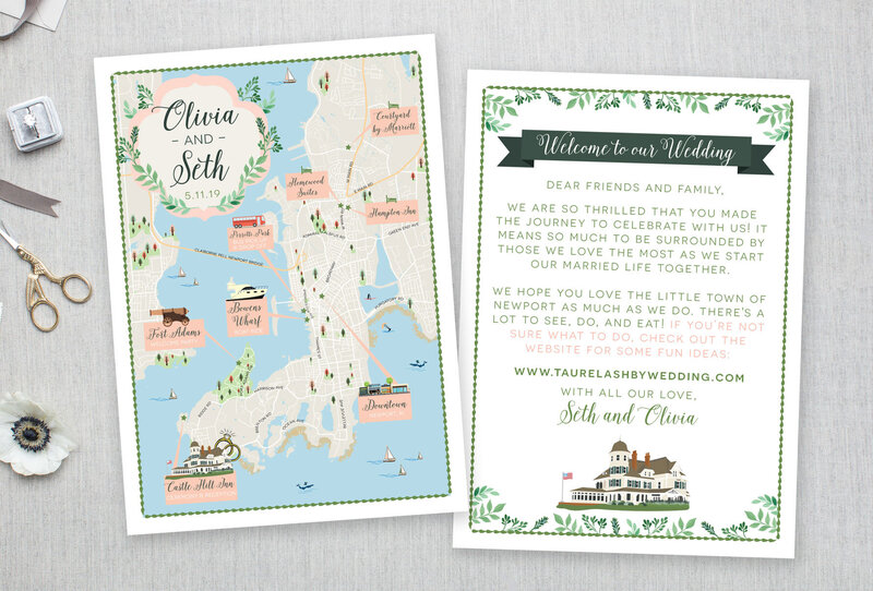 castle hill inn newport rhode island wedding map and welcome note