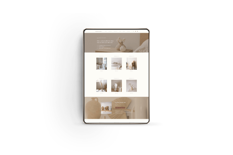 Minimal Showit webshop template voor interieur designers