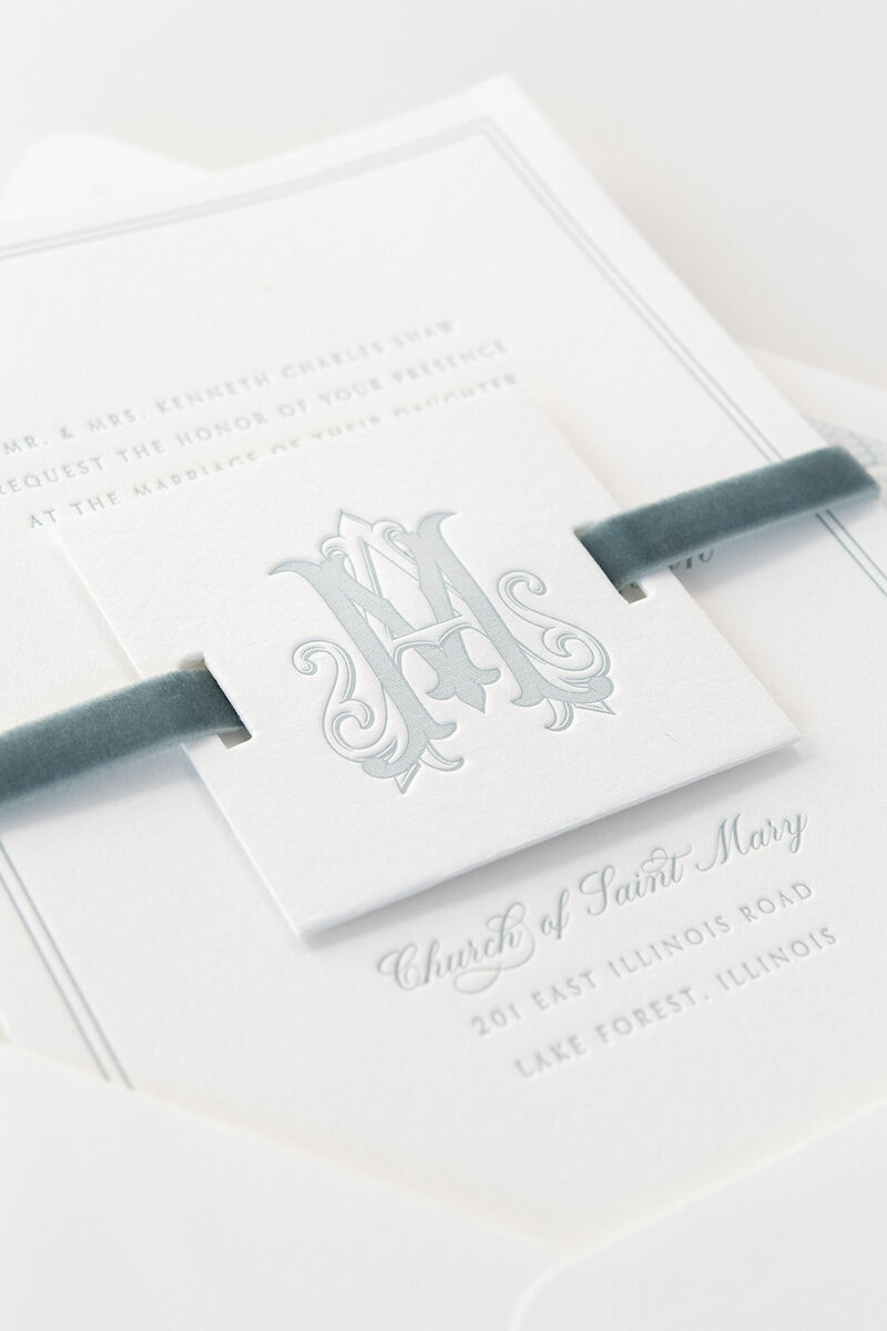 Kelly McDevitt Design Letterpress Monogram Wedding Invite