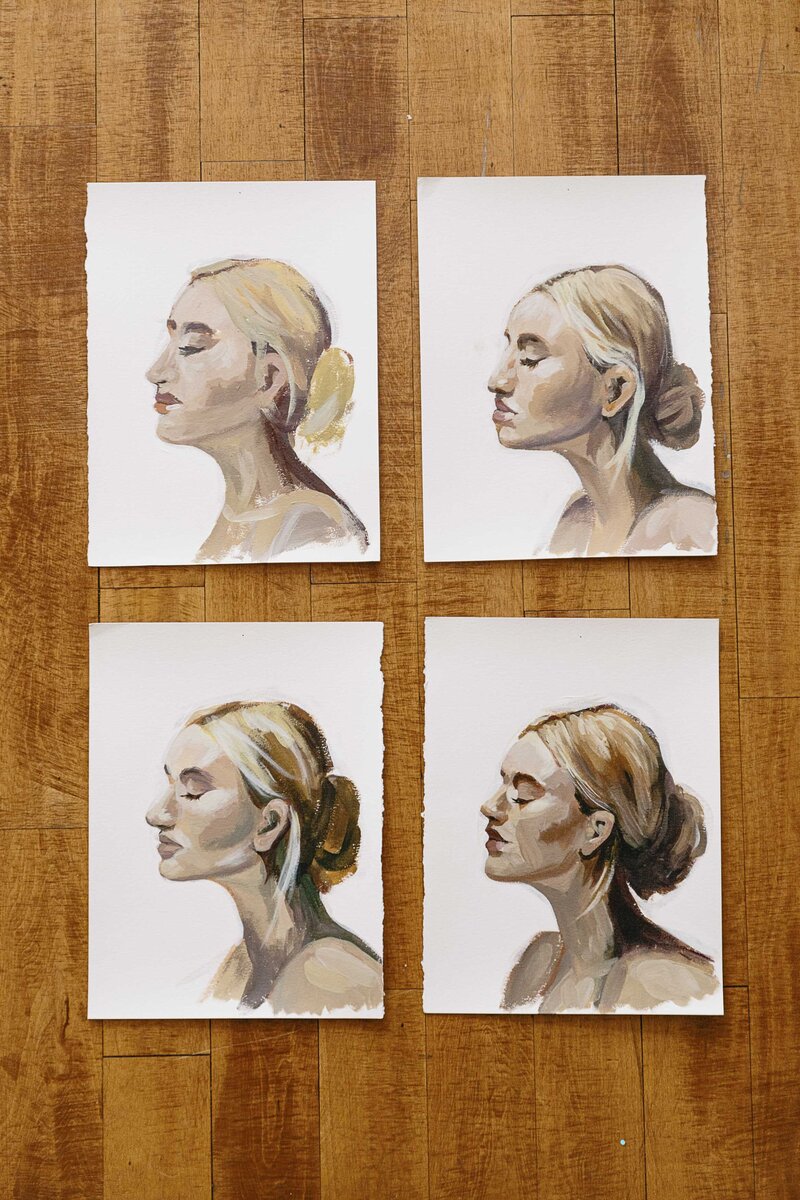 Four small paintings of Steph Fuerst