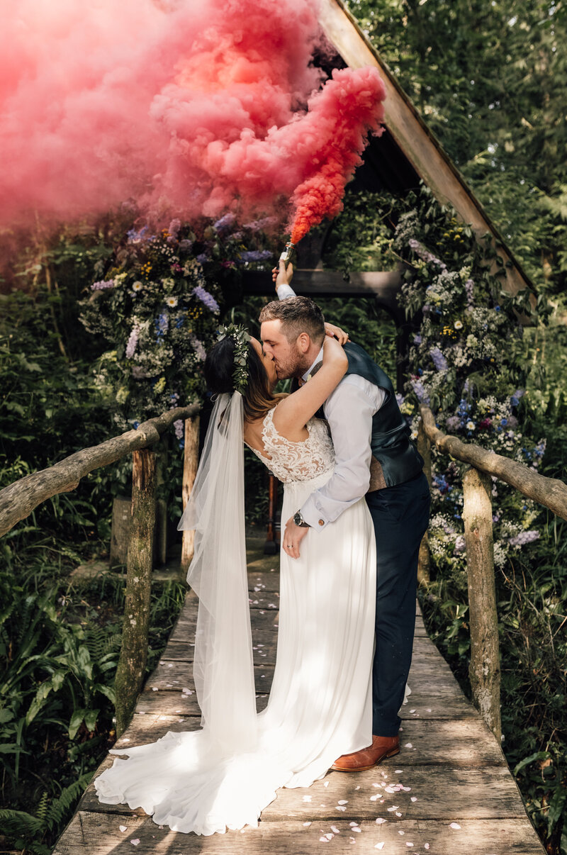 marshwood manor wedding dorset wedding smoke bomb
