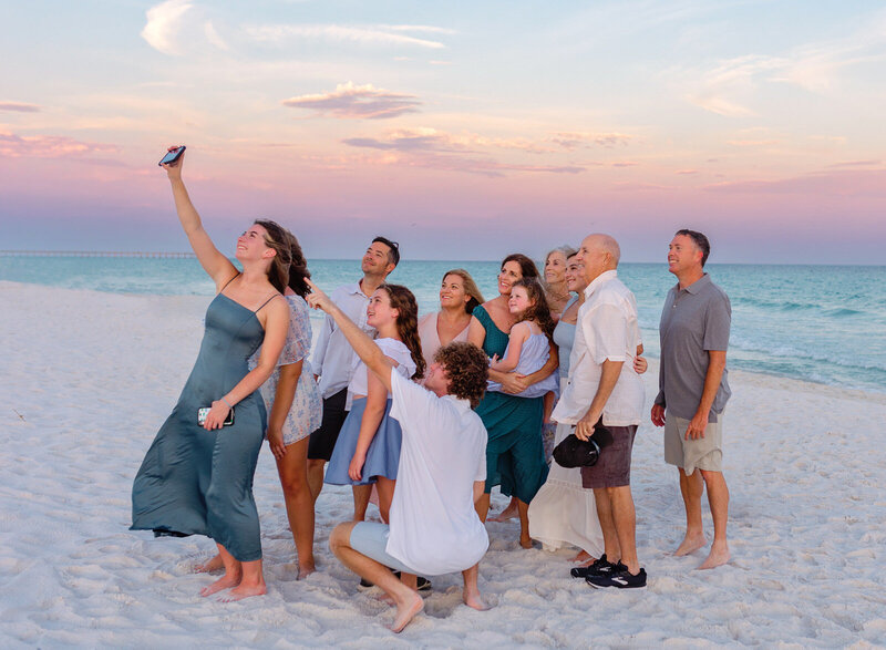 family-taking-selfie-on-navarre-beach